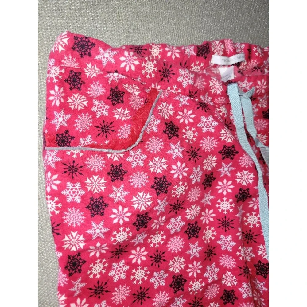 Victoria’s Secret Size Large Red Snowflake Drawstring Pajama Pants
